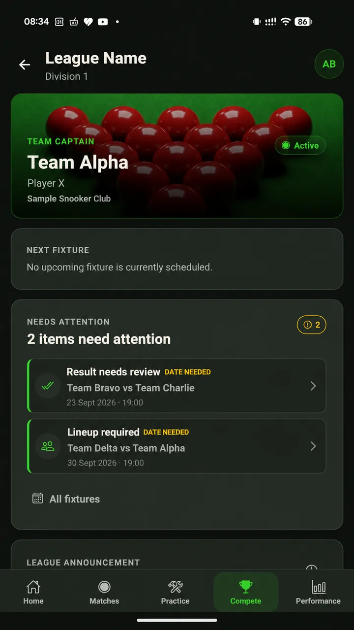 Captain workspace with Needs attention and the bottom navigation